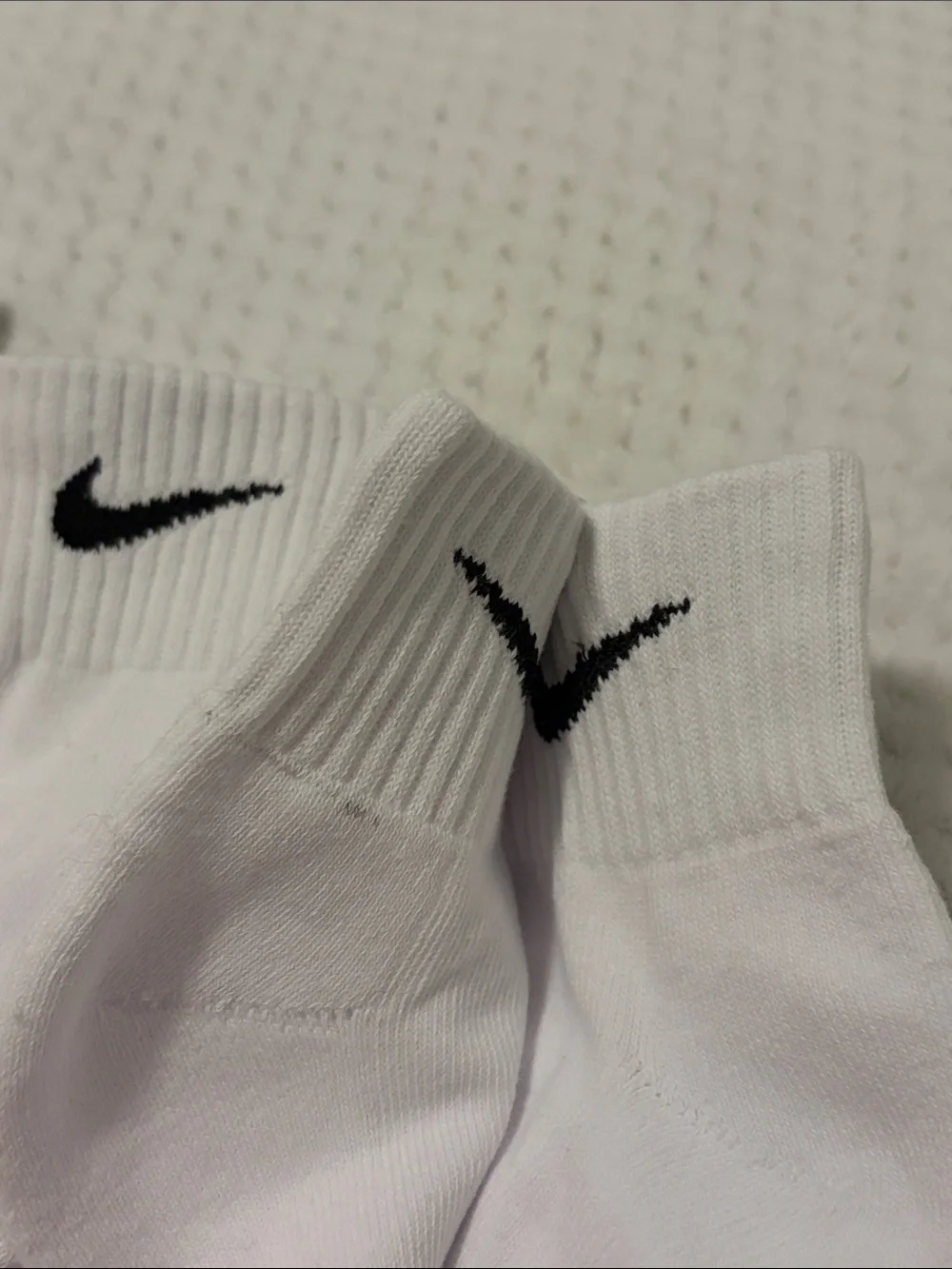 NWOT Nike White Ankle Socks with Black Swoosh - 3-Pack Large